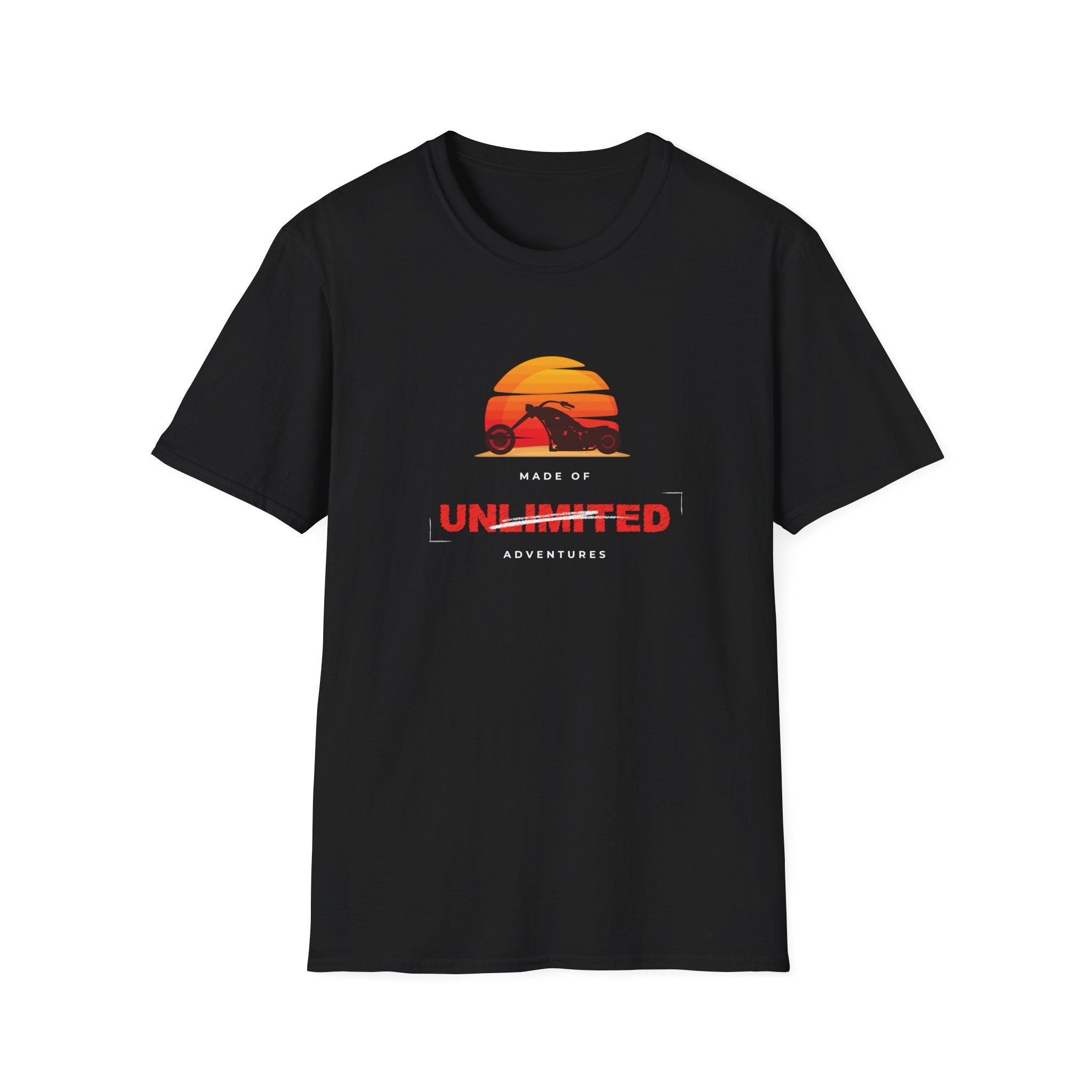 Unlimited Adventures Cruiser Motorcycle Sunset T-Shirt