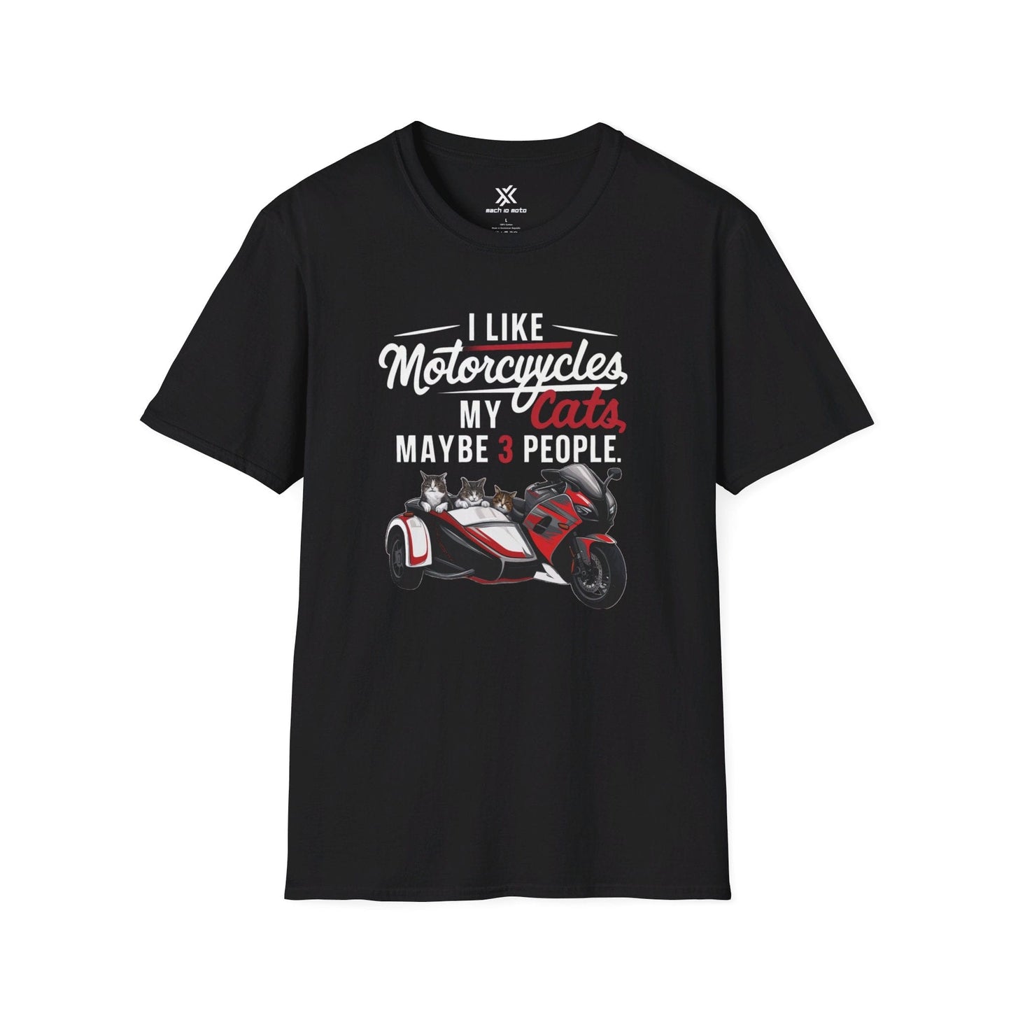 T-Shirt Black / S I Like Motorcycles My Cats 3 people T-Shirt