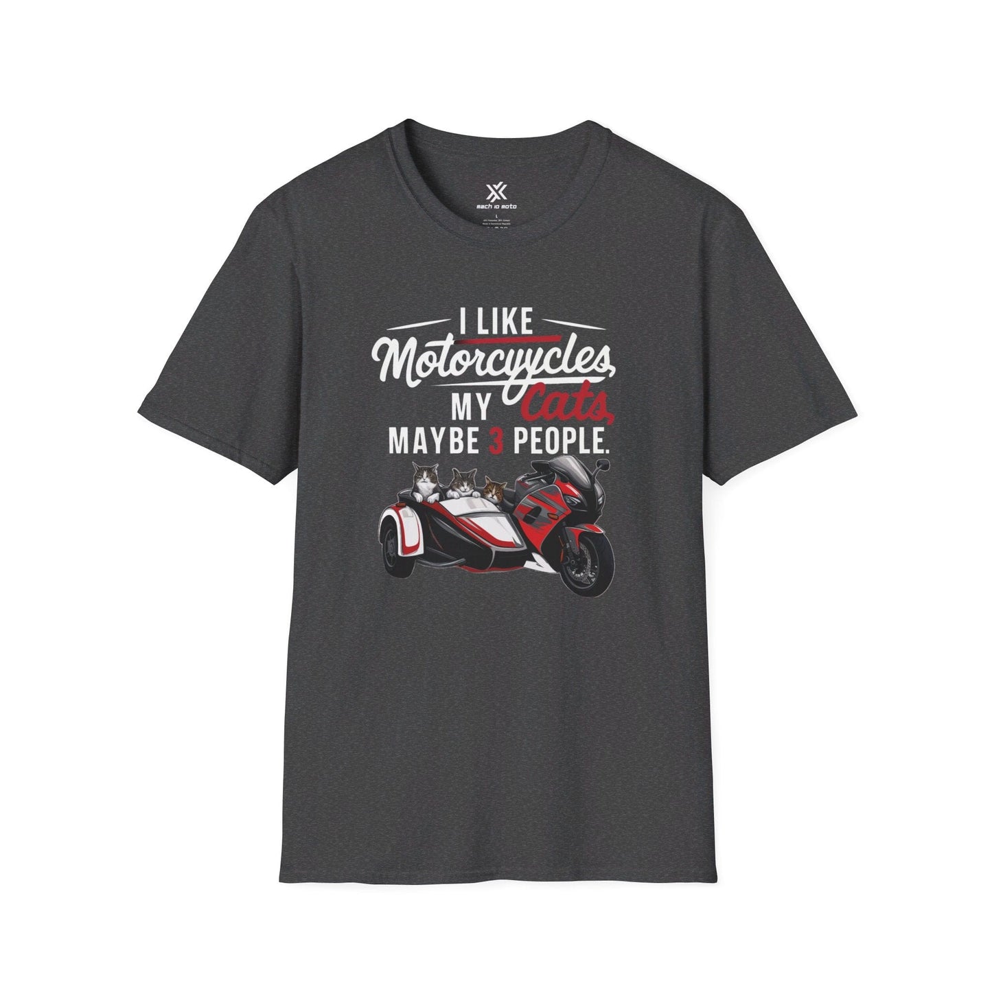 T-Shirt Dark Heather / S I Like Motorcycles My Cats 3 people T-Shirt