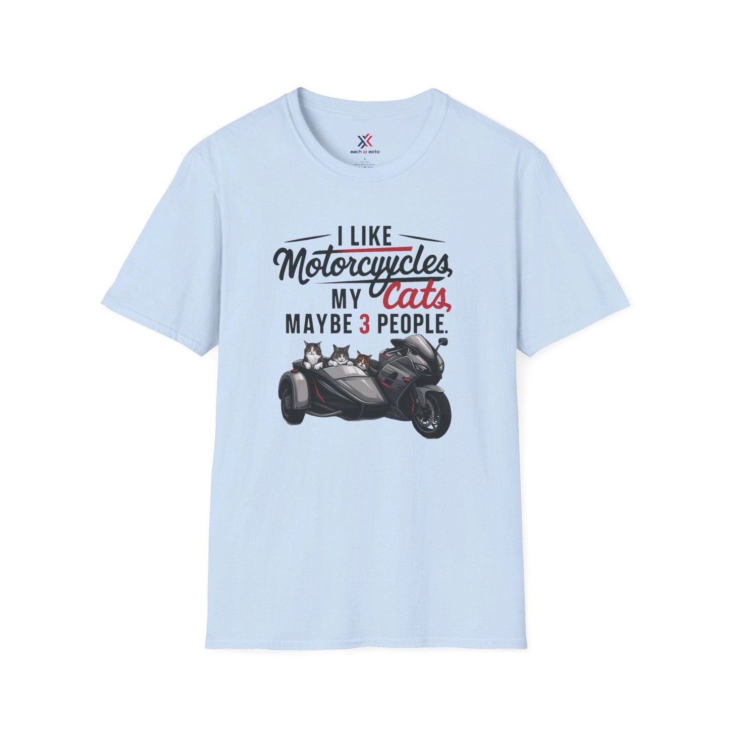 T-Shirt Light Blue / S I Like Motorcycles My Cats 3 people T-Shirt