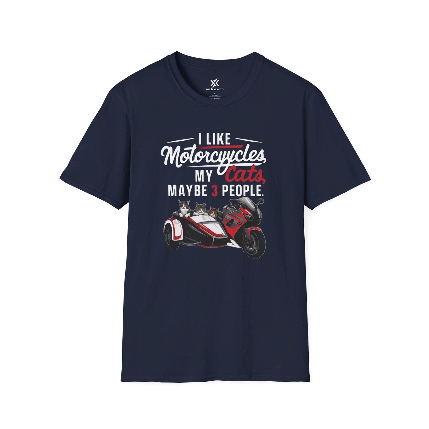 T-Shirt Navy / S I Like Motorcycles My Cats 3 people T-Shirt