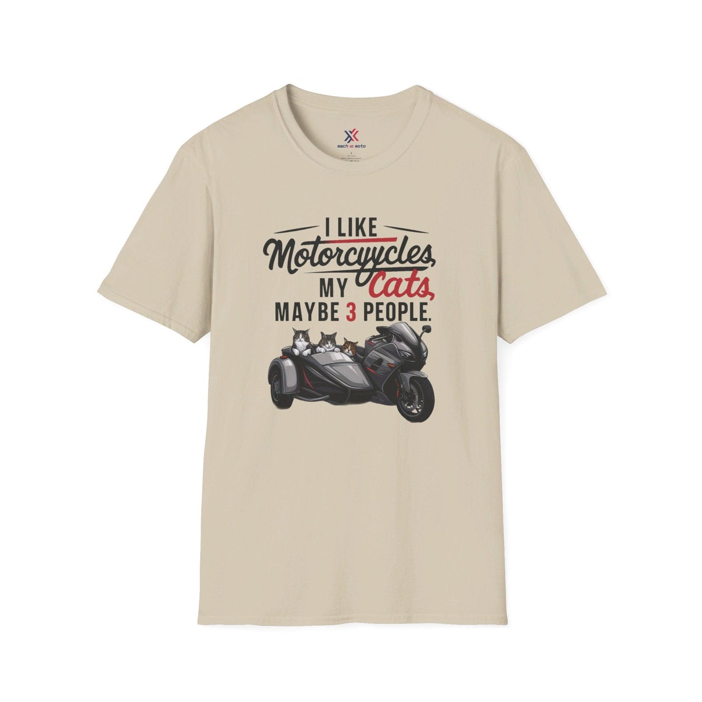 T-Shirt Sand / S I Like Motorcycles My Cats 3 people T-Shirt