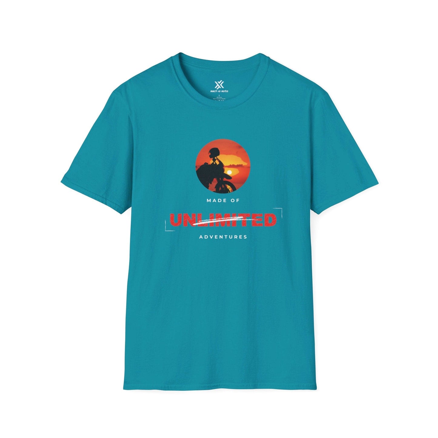 T-Shirt Tropical Blue / S Made of Unlimited Adventures Adventure Bike T-Shirt